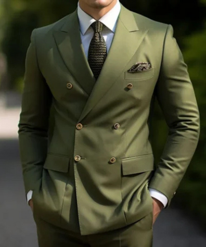 Formal Blazer With Pointed Lapels Slim Fit 2 Piece Jacket Pants