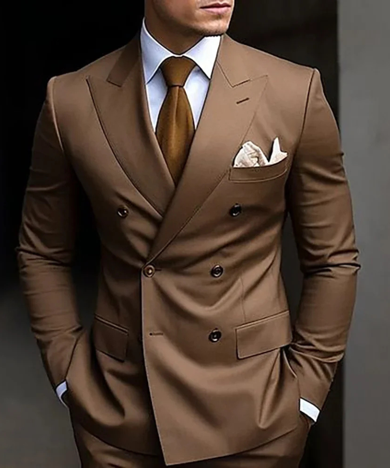 Formal Blazer With Pointed Lapels Slim Fit 2 Piece Jacket Pants