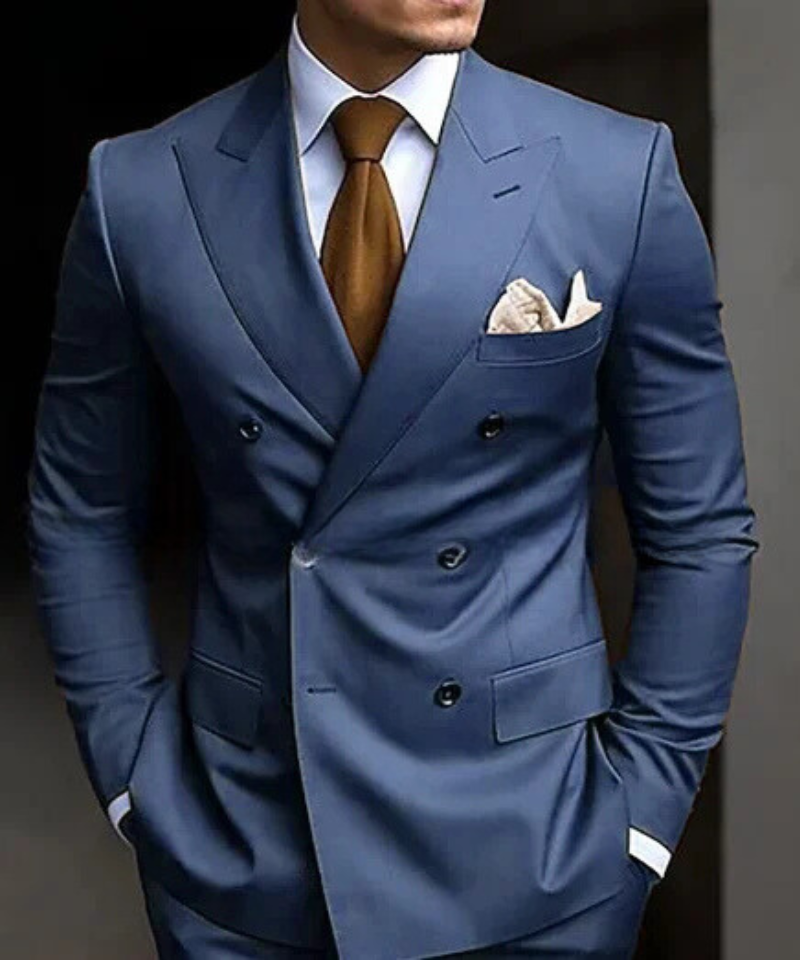 Formal Blazer With Pointed Lapels Slim Fit 2 Piece Jacket Pants