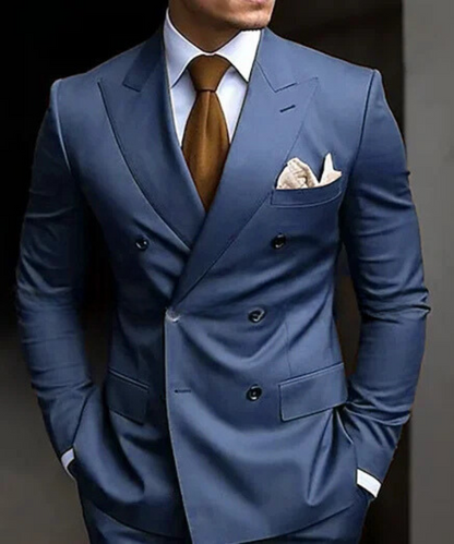Formal Blazer With Pointed Lapels Slim Fit 2 Piece Jacket Pants