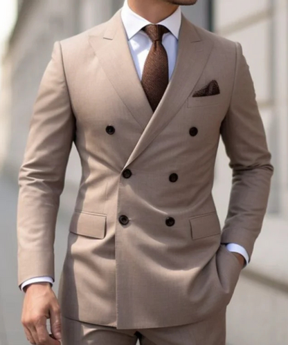 Formal Blazer With Pointed Lapels Slim Fit 2 Piece Jacket Pants