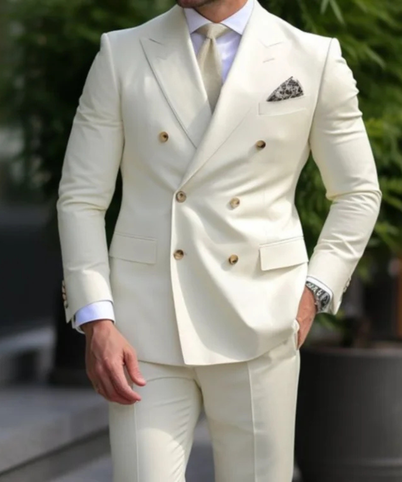Formal Blazer With Pointed Lapels Slim Fit 2 Piece Jacket Pants
