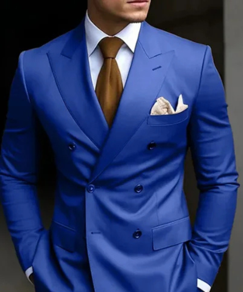 Formal Blazer With Pointed Lapels Slim Fit 2 Piece Jacket Pants