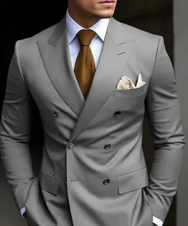 Formal Blazer With Pointed Lapels Slim Fit 2 Piece Jacket Pants