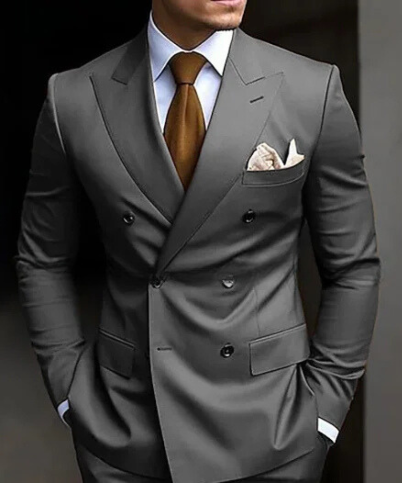 Formal Blazer With Pointed Lapels Slim Fit 2 Piece Jacket Pants